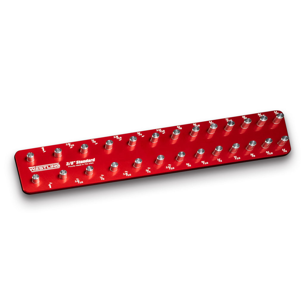 3/8" Standard Tool Holder-Socket Trays-Westling USA-Red-2 Row-Engraved-Westling Machine
