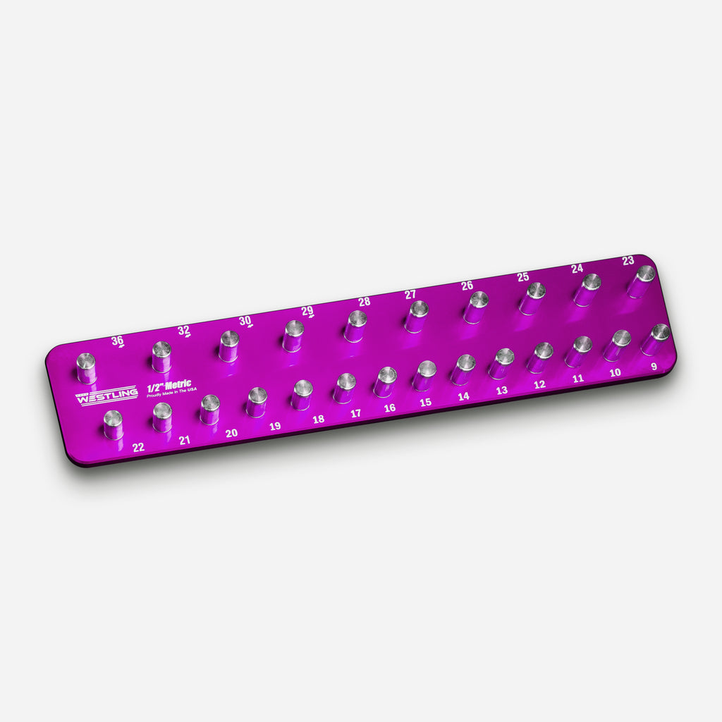 1/2" Metric - 24 Pin (9mm to 36mm)-Socket Trays-Westling USA-Purple-2 Row-Engraved-Westling Machine