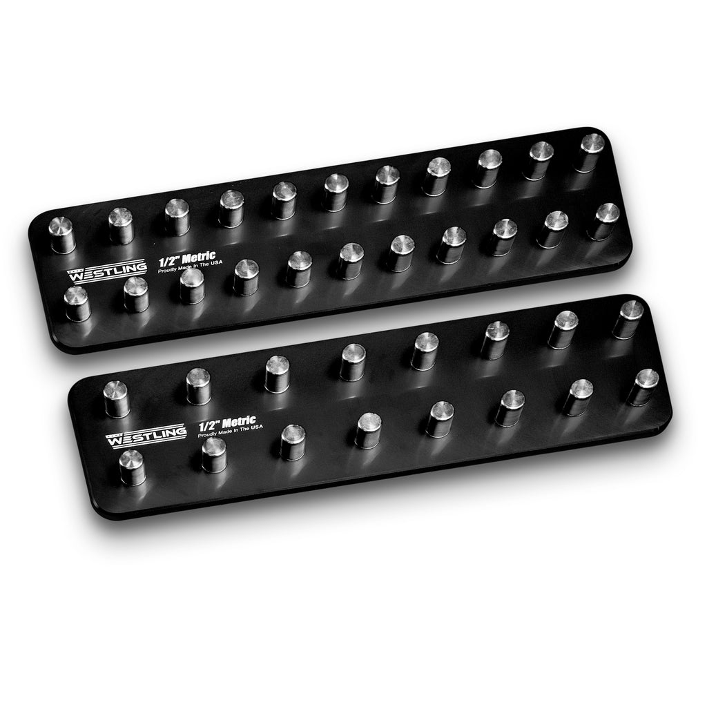 1/2" Metric Tool Holder Set-Socket Trays-Westling USA-Black-2 Row-Blank-Westling Machine