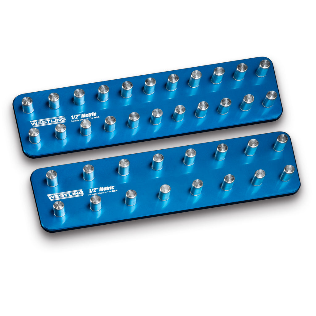 1/2" Metric Tool Holder Set-Socket Trays-Westling USA-Blue-2 Row-Blank-Westling Machine