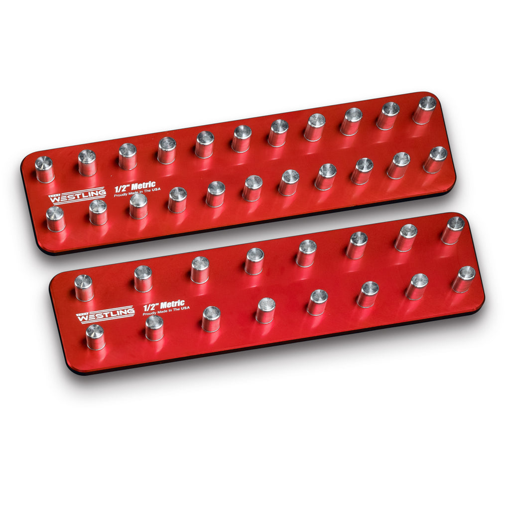 1/2" Metric Tool Holder Set-Socket Trays-Westling USA-Red-2 Row-Blank-Westling Machine
