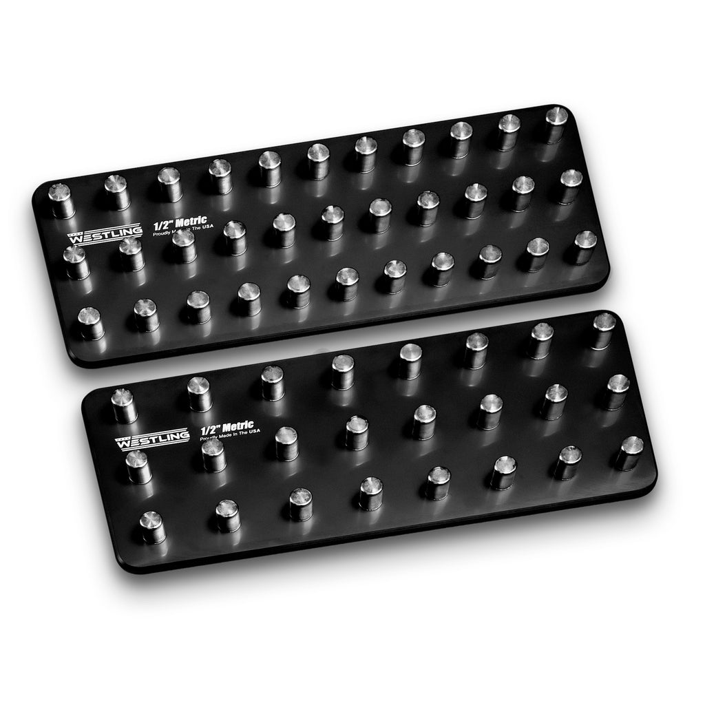 1/2" Metric Tool Holder Set-Socket Trays-Westling USA-Black-3 Row-Blank-Westling Machine