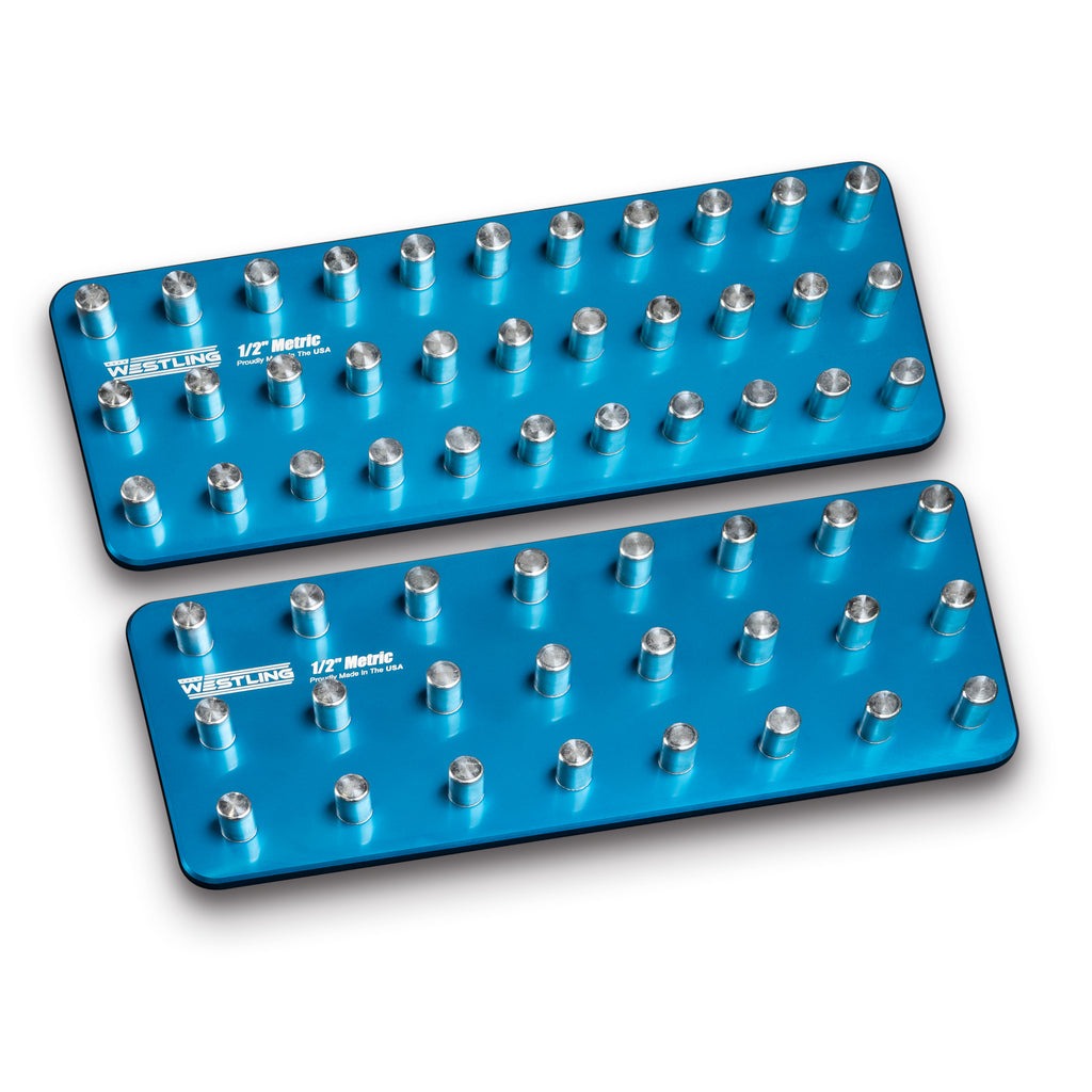 1/2" Metric Tool Holder Set-Socket Trays-Westling USA-Blue-3 Row-Blank-Westling Machine
