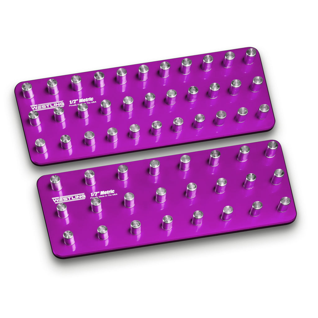 1/2" Metric Tool Holder Set-Socket Trays-Westling USA-Purple-3 Row-Engraved-Westling Machine