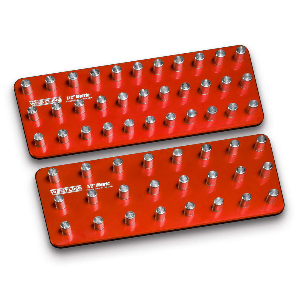 1/2" Metric Tool Holder Set-Socket Trays-Westling USA-Red-3 Row-Blank-Westling Machine