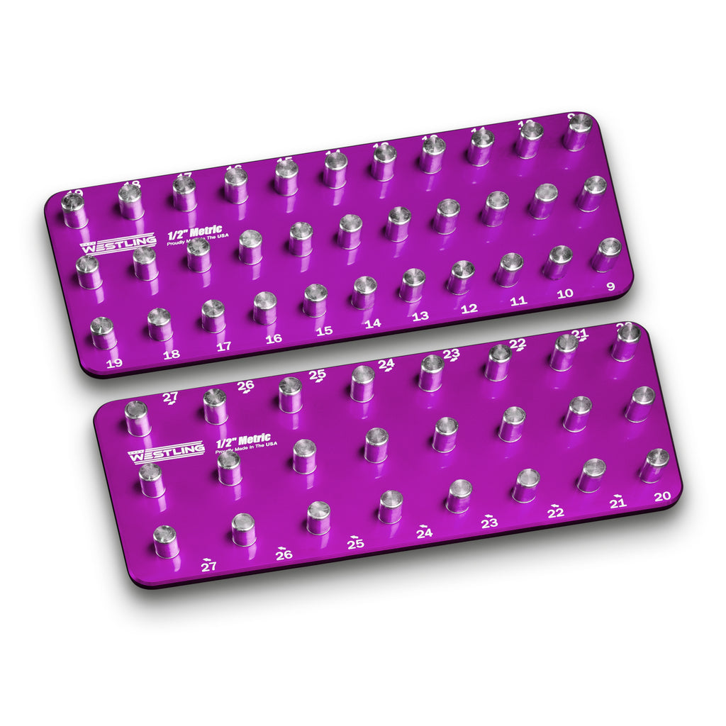 1/2" Metric Tool Holder Set-Socket Trays-Westling USA-Purple-3 Row-Blank-Westling Machine