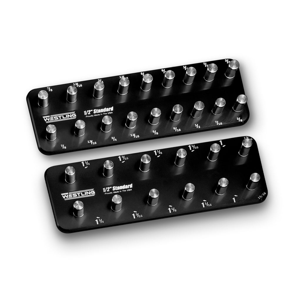 1/2" Standard Tool Holder Set-Socket Trays-Westling USA-Red-2 Row-Engraved-Westling Machine