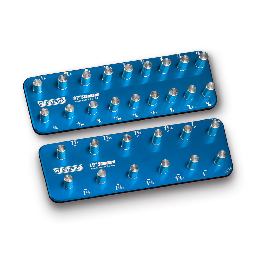 1/2" Standard Tool Holder Set-Socket Trays-Westling USA-Red-2 Row-Engraved-Westling Machine