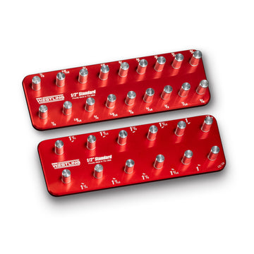 1/2" Standard Tool Holder Set-Socket Trays-Westling USA-Red-2 Row-Engraved-Westling Machine