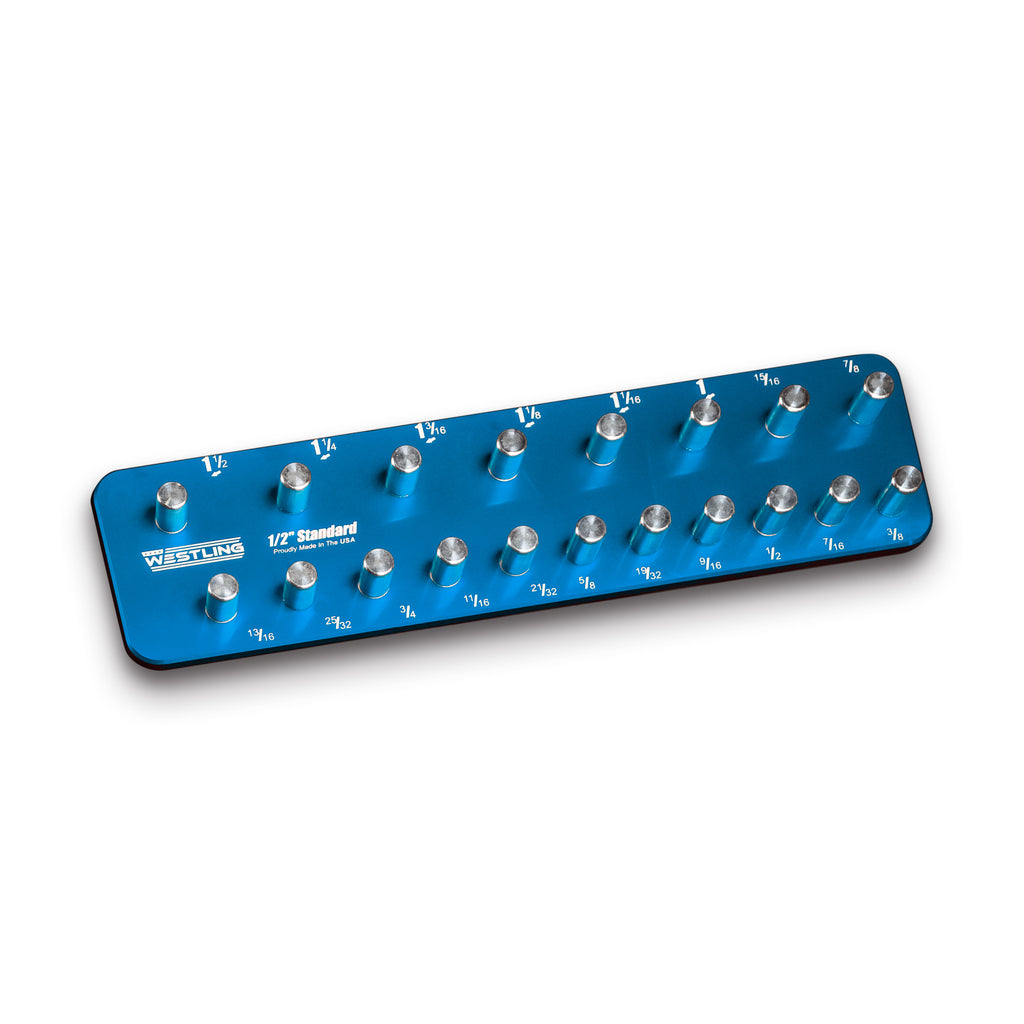 1/2" Standard - 19 Pin (3/8" to 1-1/2")-Socket Trays-Westling USA-Blue-2 Row-Engraved-Westling Machine