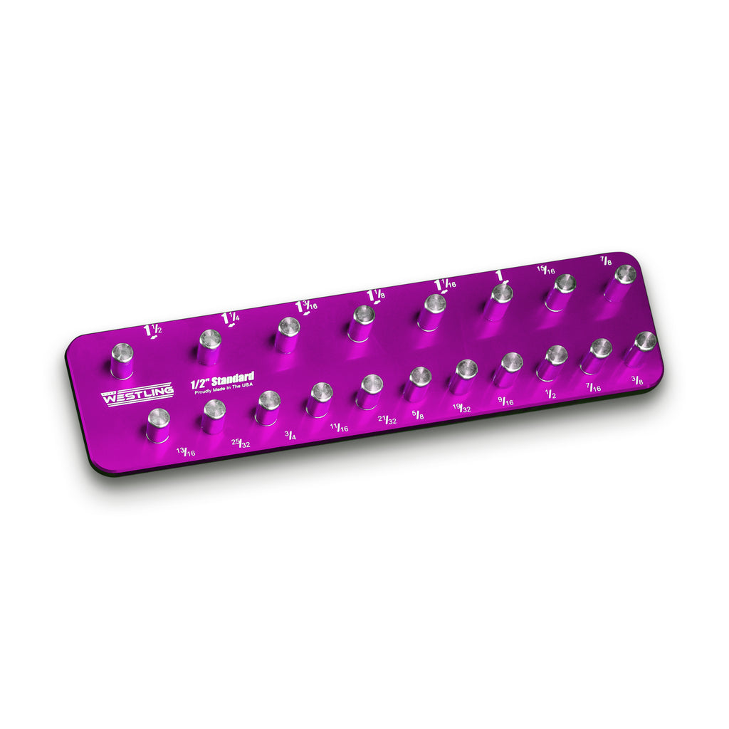 1/2" Standard - 19 Pin (3/8" to 1-1/2")-Socket Trays-Westling USA-Purple-2 Row-Engraved-Westling Machine