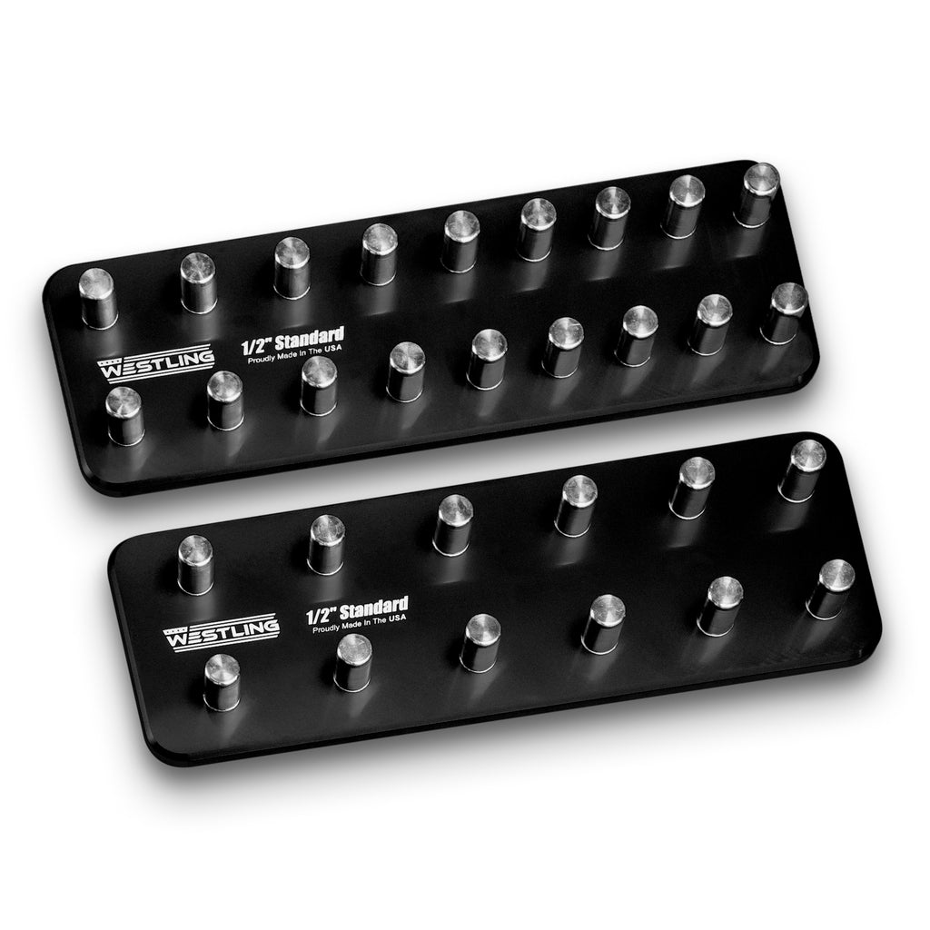 1/2" Standard Tool Holder Set-Socket Trays-Westling USA-Red-2 Row-Engraved-Westling Machine