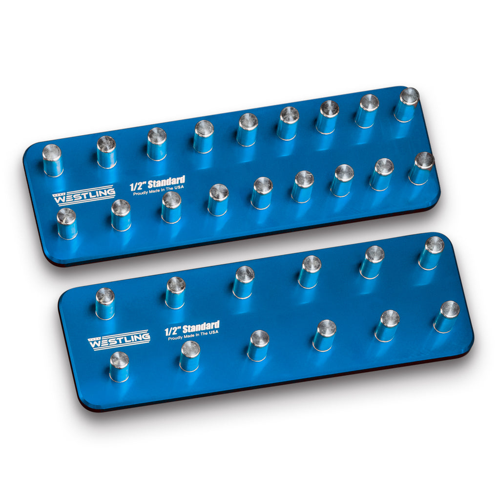 1/2" Standard Tool Holder Set-Socket Trays-Westling USA-Red-2 Row-Engraved-Westling Machine