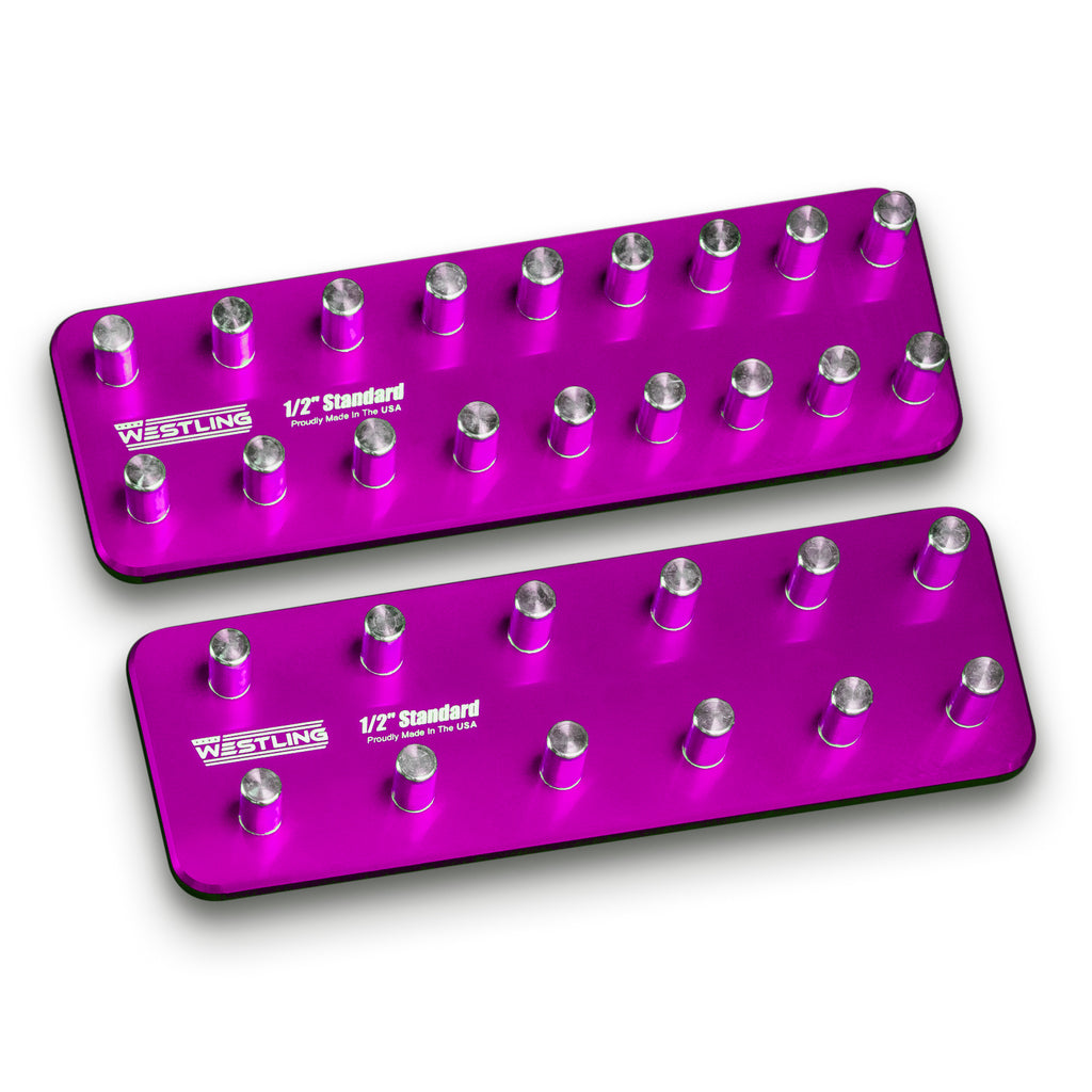 1/2" Standard Tool Holder Set-Socket Trays-Westling USA-Red-2 Row-Engraved-Westling Machine