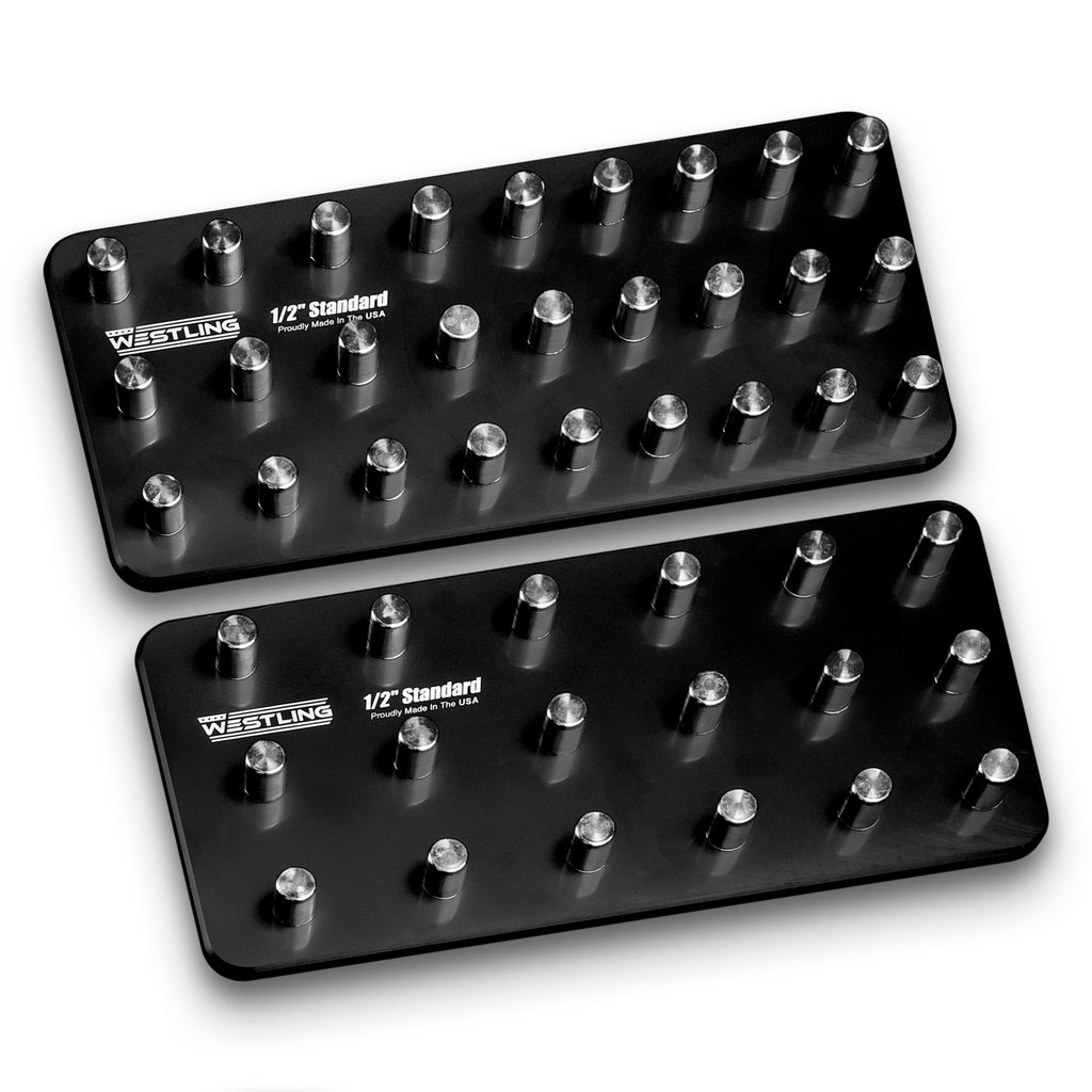 1/2" Standard Tool Holder Set-Socket Trays-Westling USA-Red-2 Row-Engraved-Westling Machine