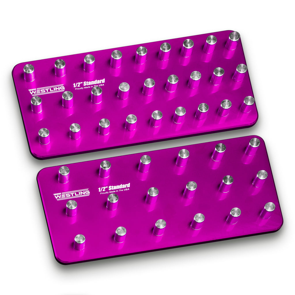 1/2" Standard Tool Holder Set-Socket Trays-Westling USA-Red-2 Row-Engraved-Westling Machine