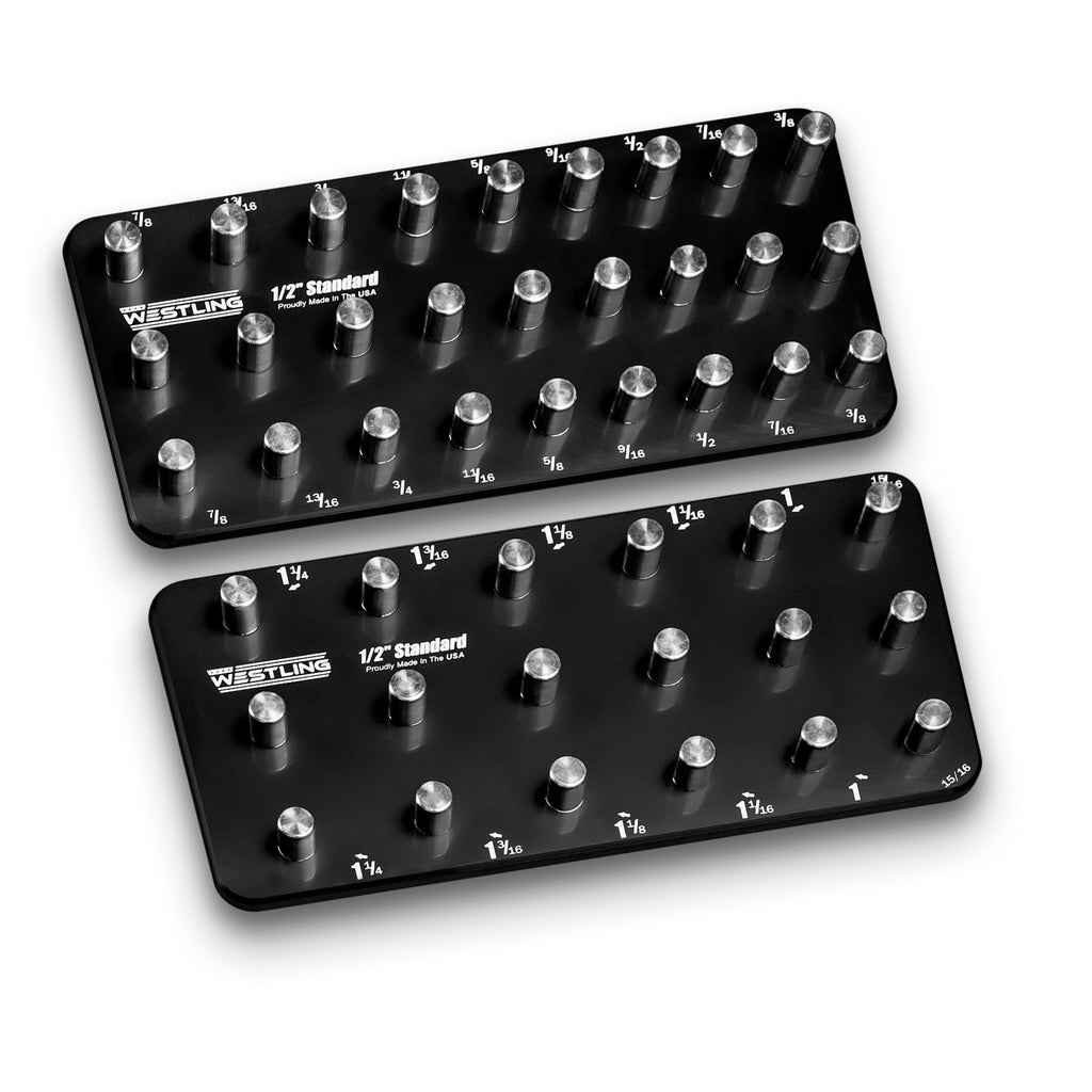 1/2" Standard Tool Holder Set-Socket Trays-Westling USA-Red-2 Row-Engraved-Westling Machine