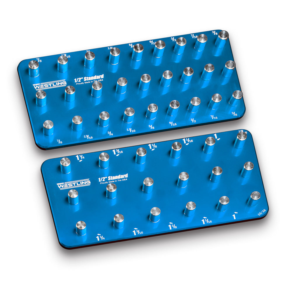 1/2" Standard Tool Holder Set-Socket Trays-Westling USA-Red-2 Row-Engraved-Westling Machine