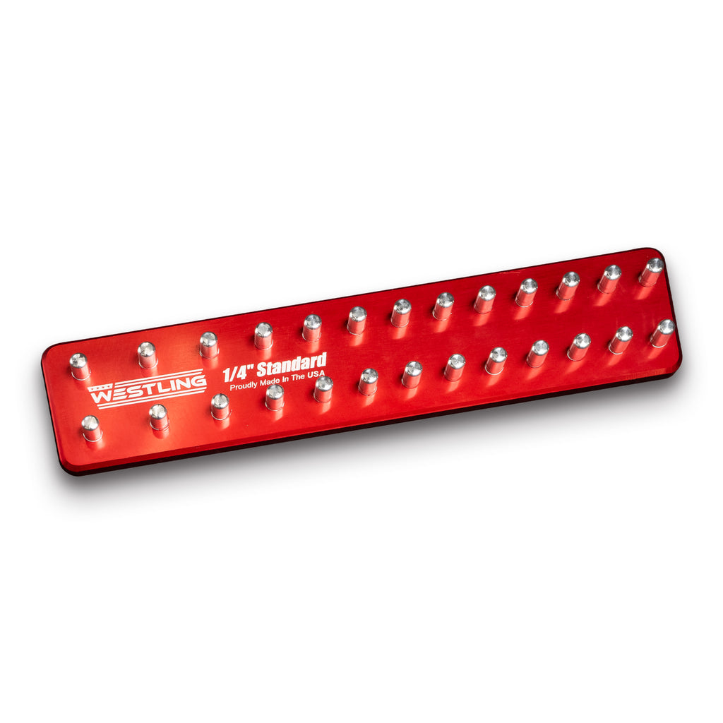 1/4" Standard Tool Holder-Socket Trays-Westling USA-Red-2 Row-Engraved-Westling Machine