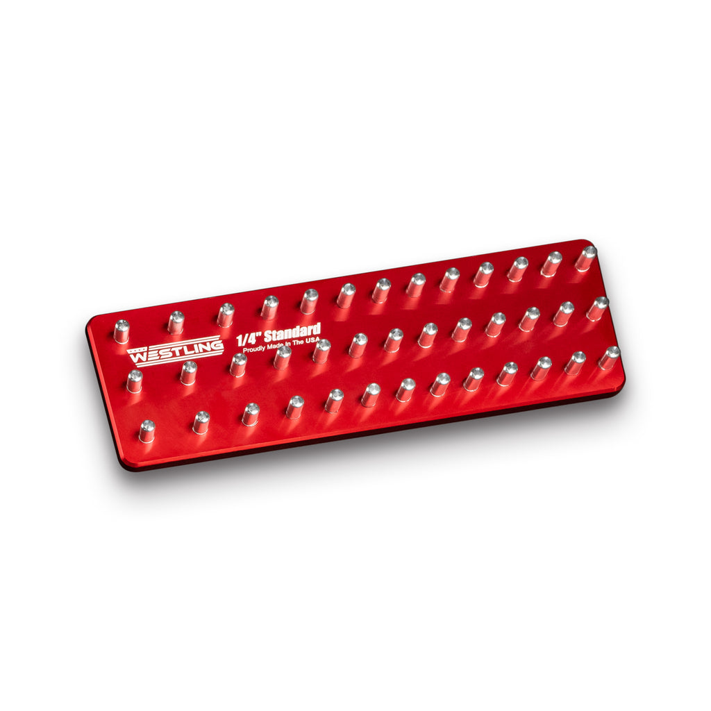 1/4" Standard Tool Holder-Socket Trays-Westling USA-Red-2 Row-Engraved-Westling Machine