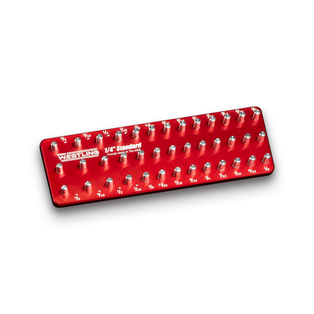 1/4" Standard Tool Holder-Socket Trays-Westling USA-Red-2 Row-Engraved-Westling Machine