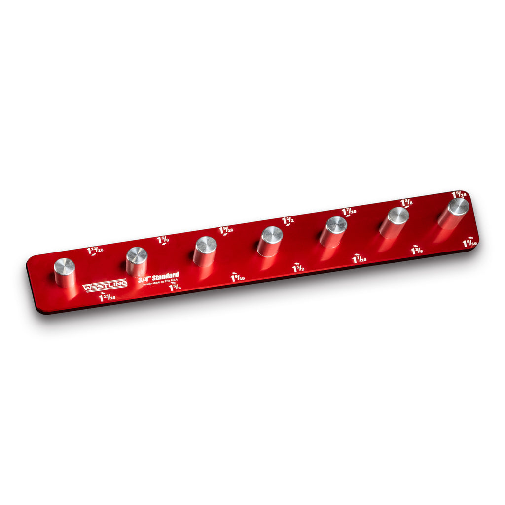 3/4" Standard - 7 Pin (1-5/16" to 1-11/16")-Socket Trays-Westling USA-Red-1 Row-Engraved-Westling Machine