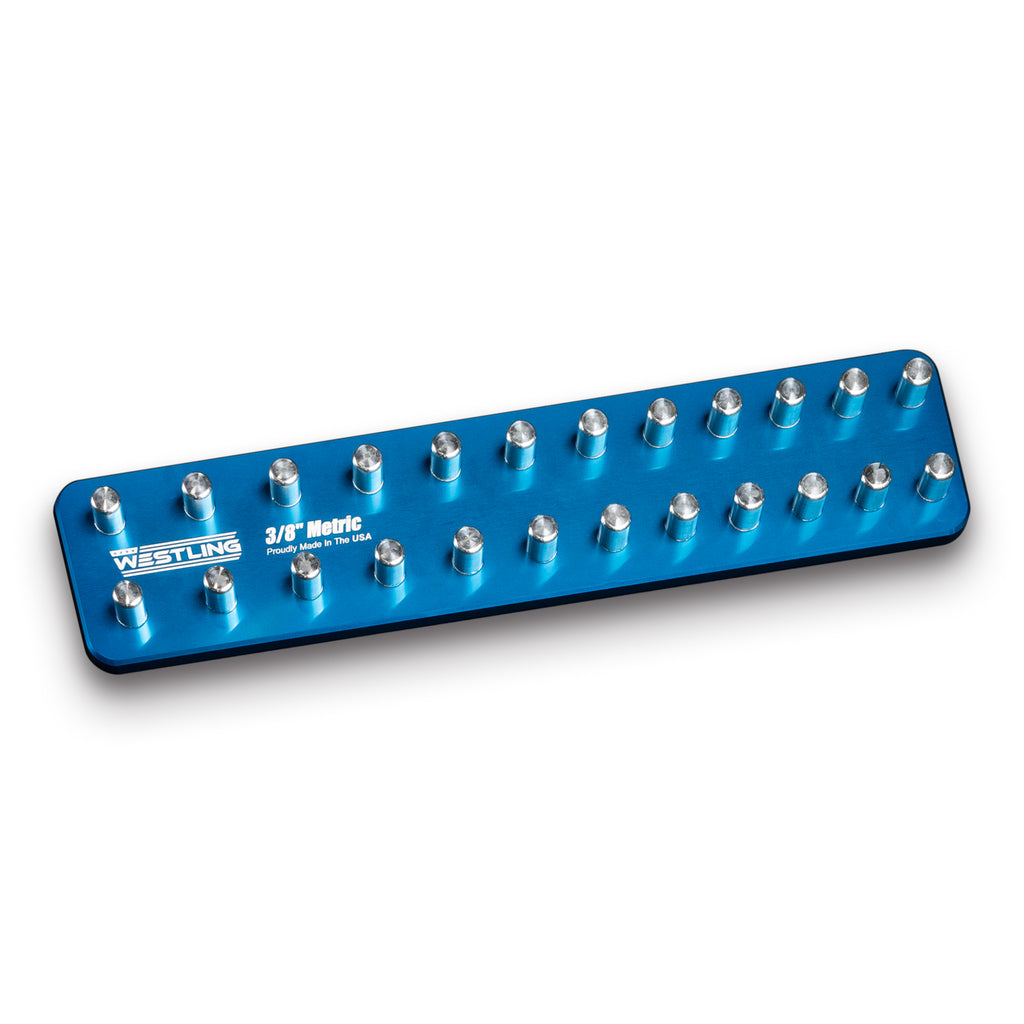 3/8" Metric - 24 pins (8mm-19mm)-Socket Trays-Westling USA-Blue-2 Row-Engraved-Westling Machine