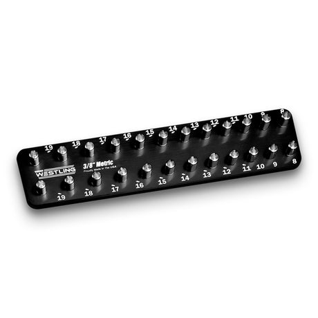 3/8" Metric - 24 pins (8mm-19mm)-Socket Trays-Westling USA-Black-2 Row-Engraved-Westling Machine