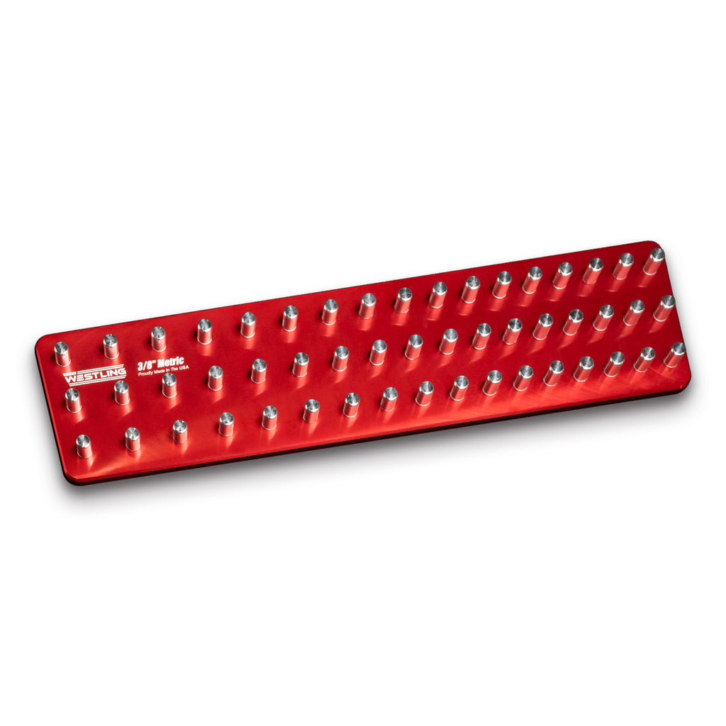 3/8" Metric Tool Holder-Socket Trays-Westling USA-Red-3 Row-Blank-Westling Machine