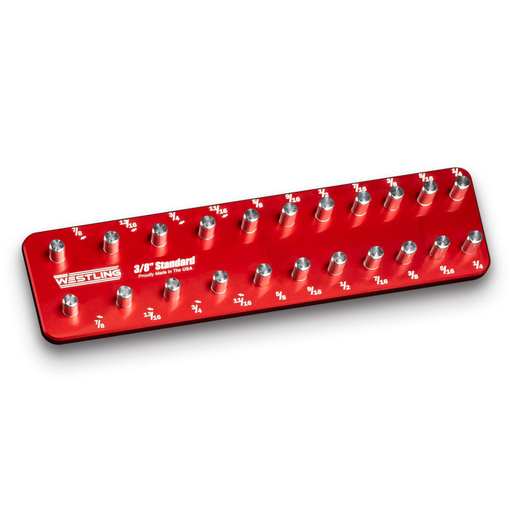 3/8" Standard - 22 pin (1/4"-7/8")-Socket Trays-Westling USA-Red-Engraved-Westling Machine