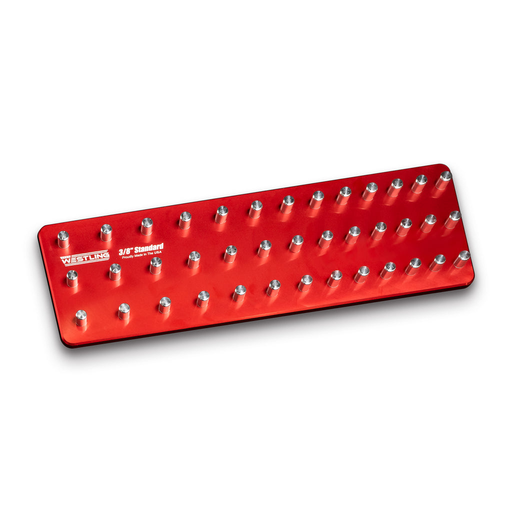 3/8 Standard Tool Holder-Socket Trays-Westling USA-Red-2 Row-Engraved-Westling Machine