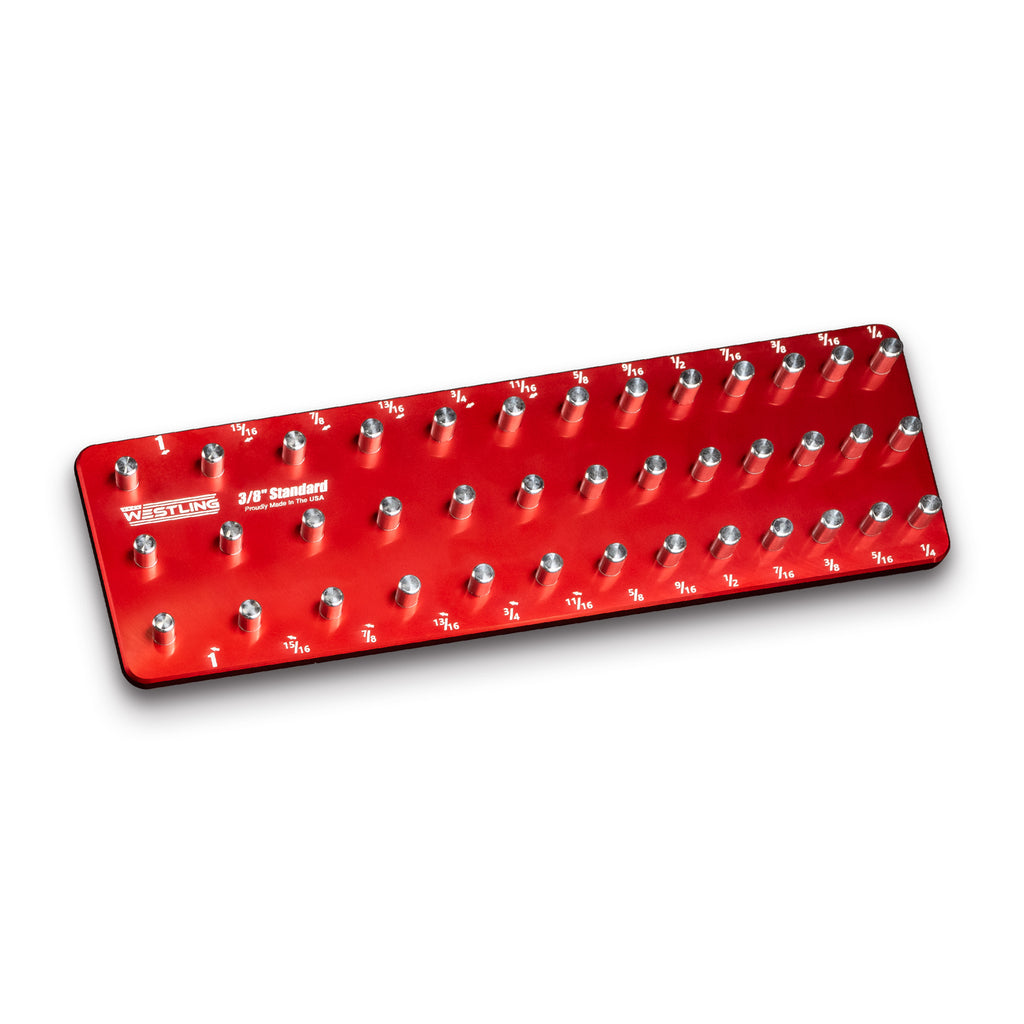 3/8 Standard Tool Holder-Socket Trays-Westling USA-Red-2 Row-Engraved-Westling Machine