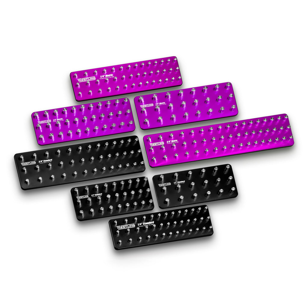 3 Row 8pc Socket Tray/Organizer Set-Socket Trays-Westling USA-Black-Purple-Blank-Westling Machine