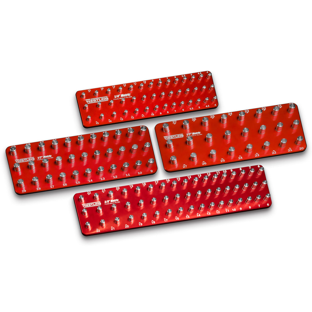 3 Row 4pc Standard Tray/Organizer Set-Westling USA-Red-Engraved-Westling Machine