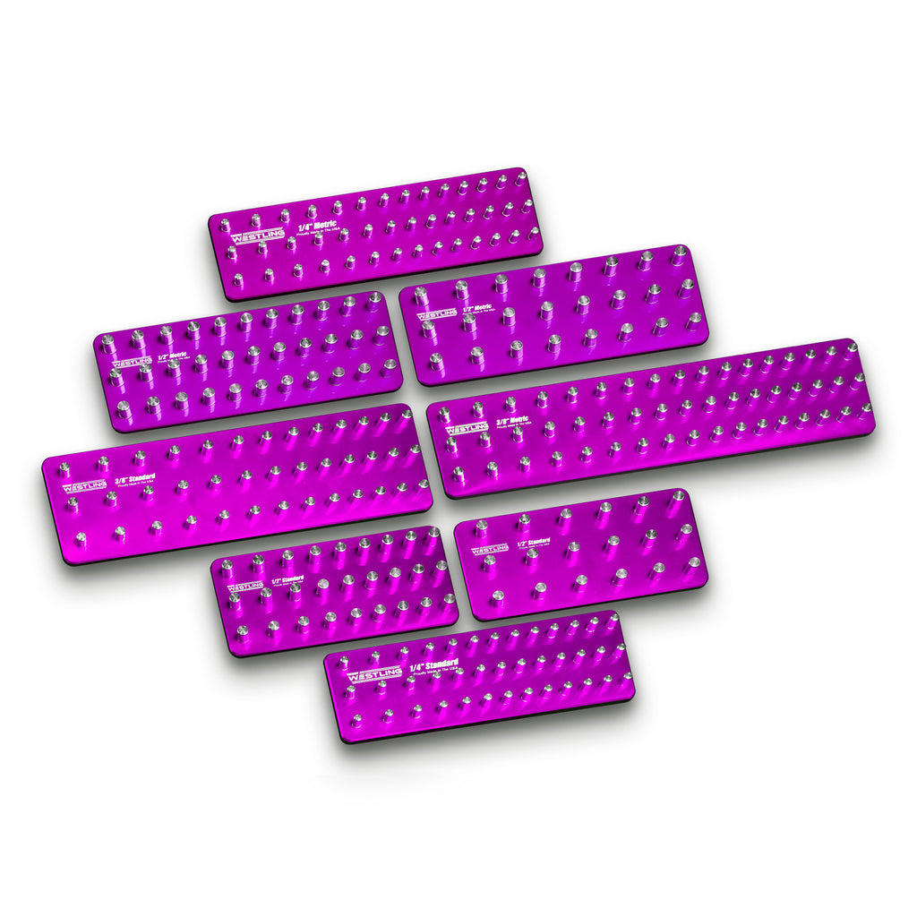 3 Row 8pc Socket Tray/Organizer Set-Socket Trays-Westling USA-Purple-Purple-Blank-Westling Machine