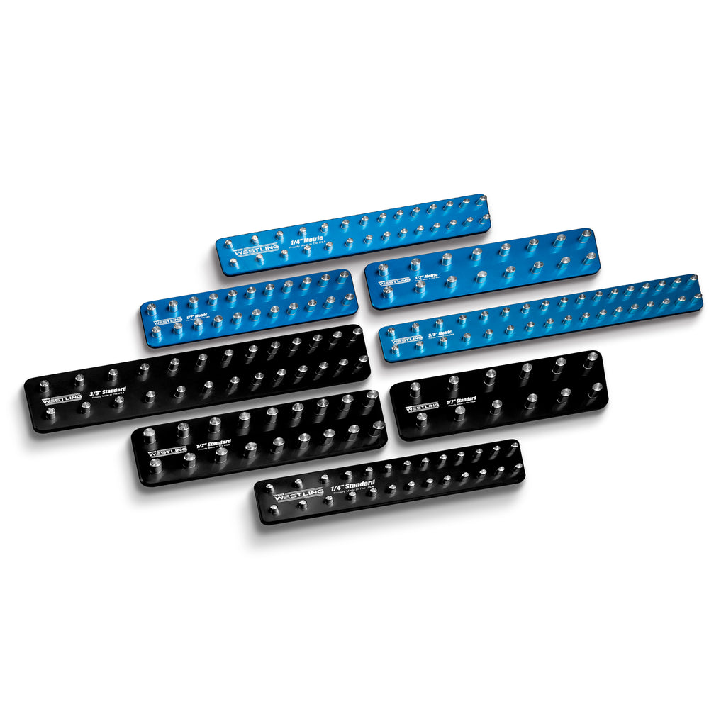 8pc Socket Tray/Organizer Set-Socket Trays-Westling USA-Black-Blue-Blank-Westling Machine