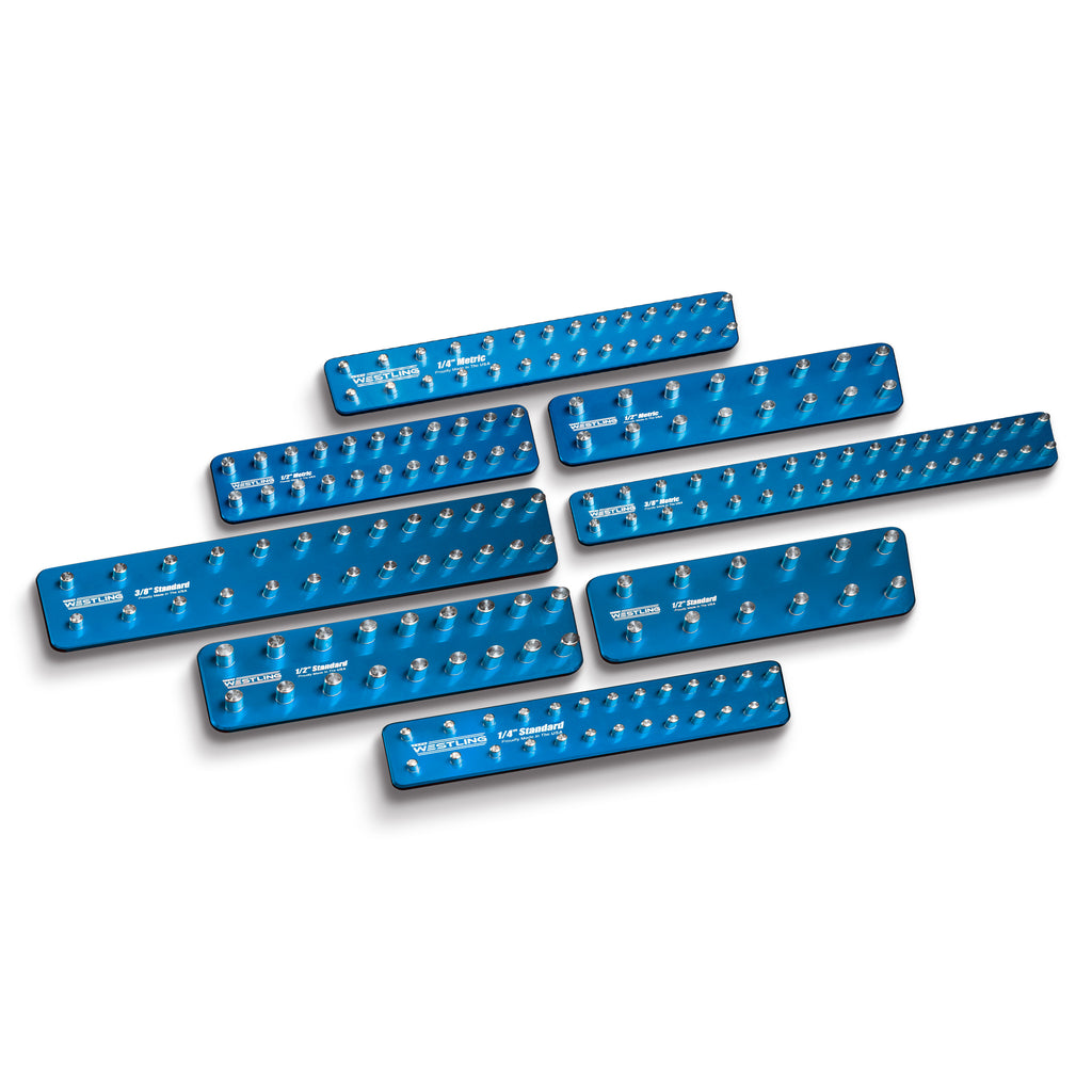 8pc Socket Tray/Organizer Set-Socket Trays-Westling USA-Blue-Blue-Blank-Westling Machine