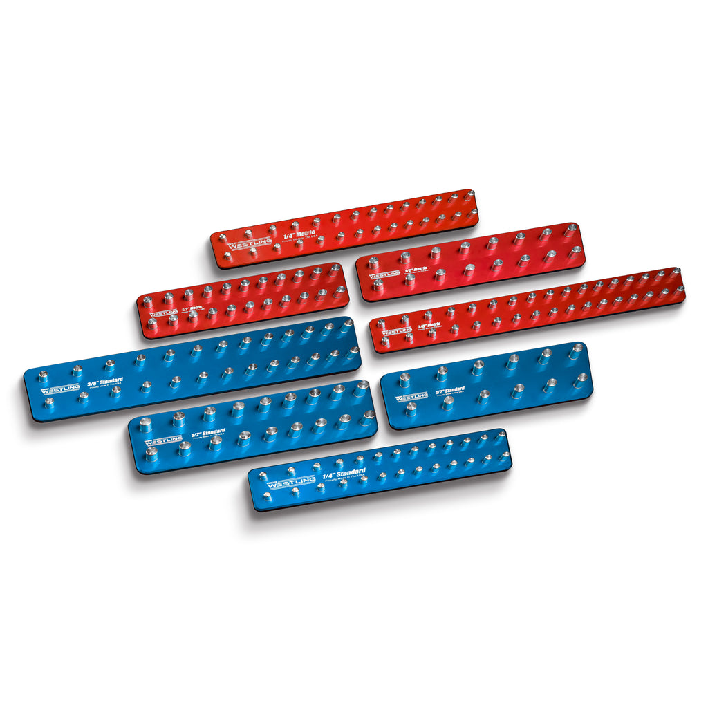 8pc Socket Tray/Organizer Set-Socket Trays-Westling USA-Blue-Red-Blank-Westling Machine