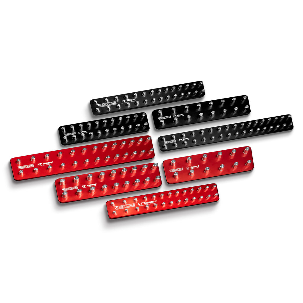 8pc Socket Tray/Organizer Set-Socket Trays-Westling USA-Red-Black-Blank-Westling Machine