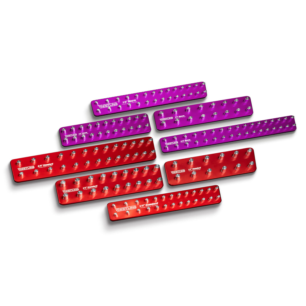 8pc Socket Tray/Organizer Set-Socket Trays-Westling USA-Red-Purple-Blank-Westling Machine