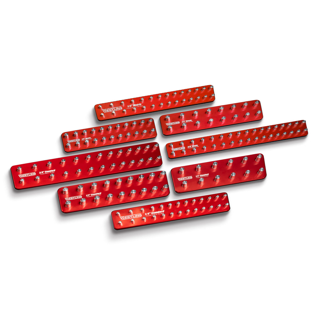 8pc Socket Tray/Organizer Set-Socket Trays-Westling USA-Red-Red-Blank-Westling Machine