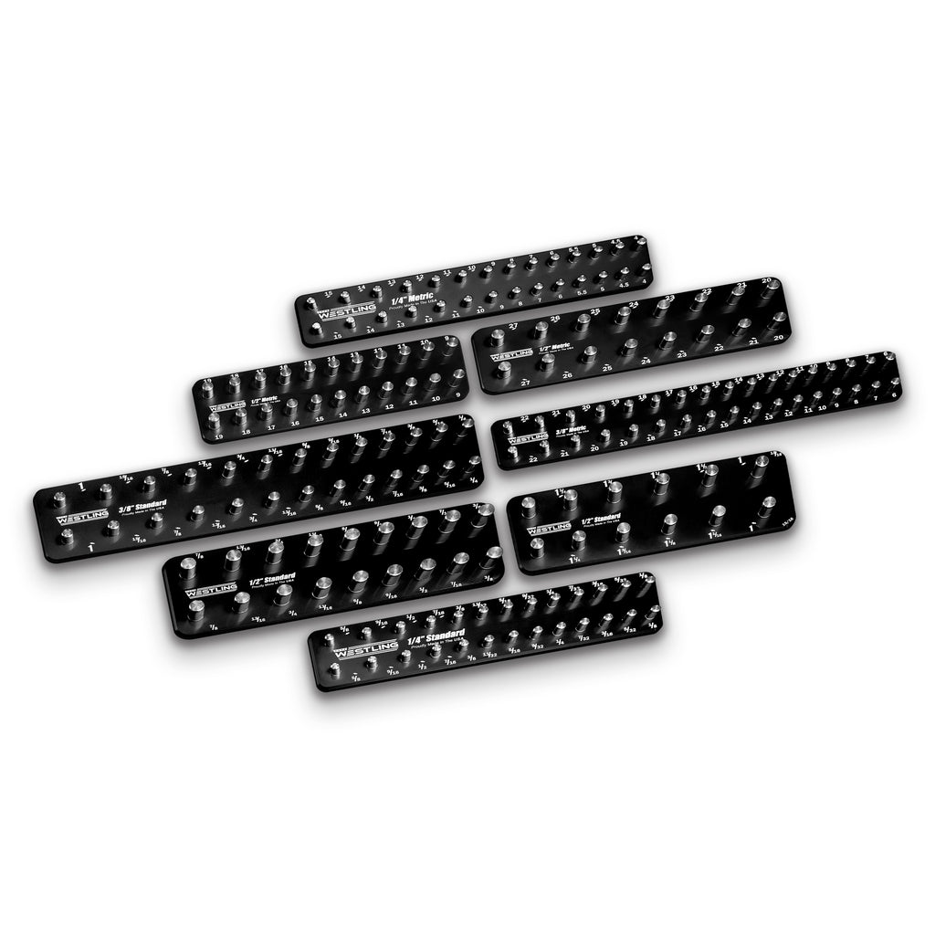 8pc Socket Tray/Organizer Set-Socket Trays-Westling USA-Black-Black-Engraved-Westling Machine