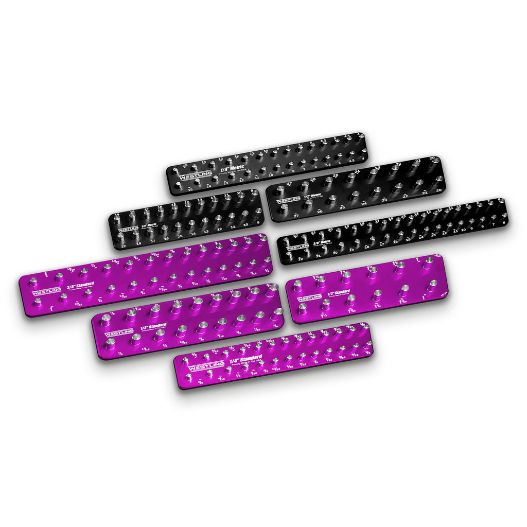 8pc Socket Tray/Organizer Set-Socket Trays-Westling USA-Purple-Black-Engraved-Westling Machine