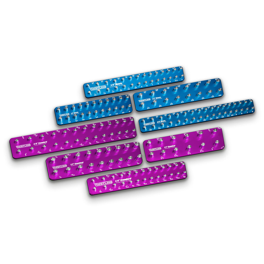 8pc Socket Tray/Organizer Set-Socket Trays-Westling USA-Purple-Blue-Engraved-Westling Machine