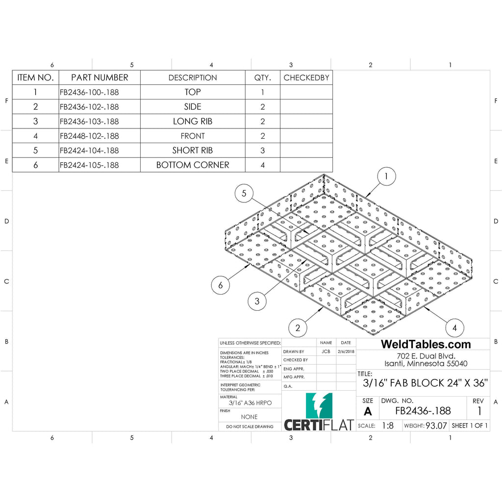 MiniBlock - 24"x36" - Heavy Duty Welding Table-MiniBlock-WeldTables.com-DIY Kit-Westling Machine