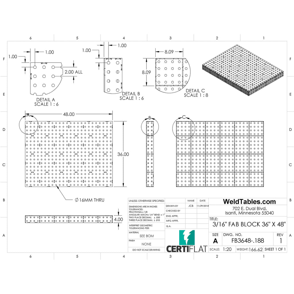 MiniBlock - 36"x48" - Heavy Duty Welding Table-MiniBlock-WeldTables.com-DIY Kit-Westling Machine