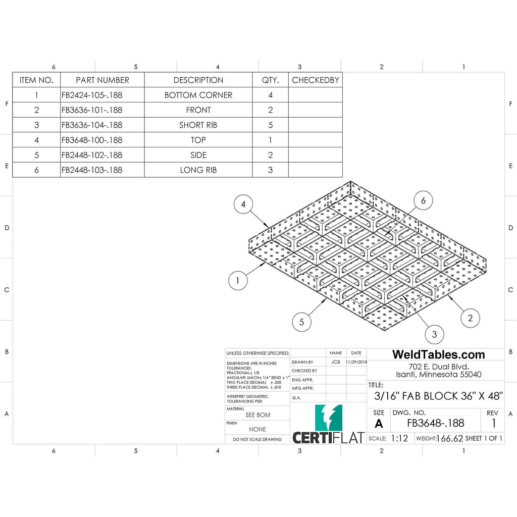 MiniBlock - 36"x48" - Heavy Duty Welding Table-MiniBlock-WeldTables.com-DIY Kit-Westling Machine