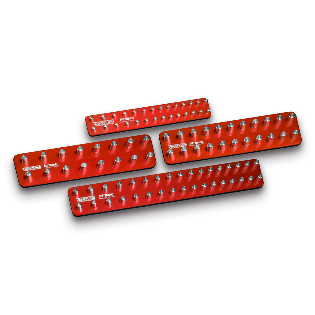 4pc Metric Socket Tray/Organizer Set-Socket Trays-Westling USA-Red-Blank-Westling Machine