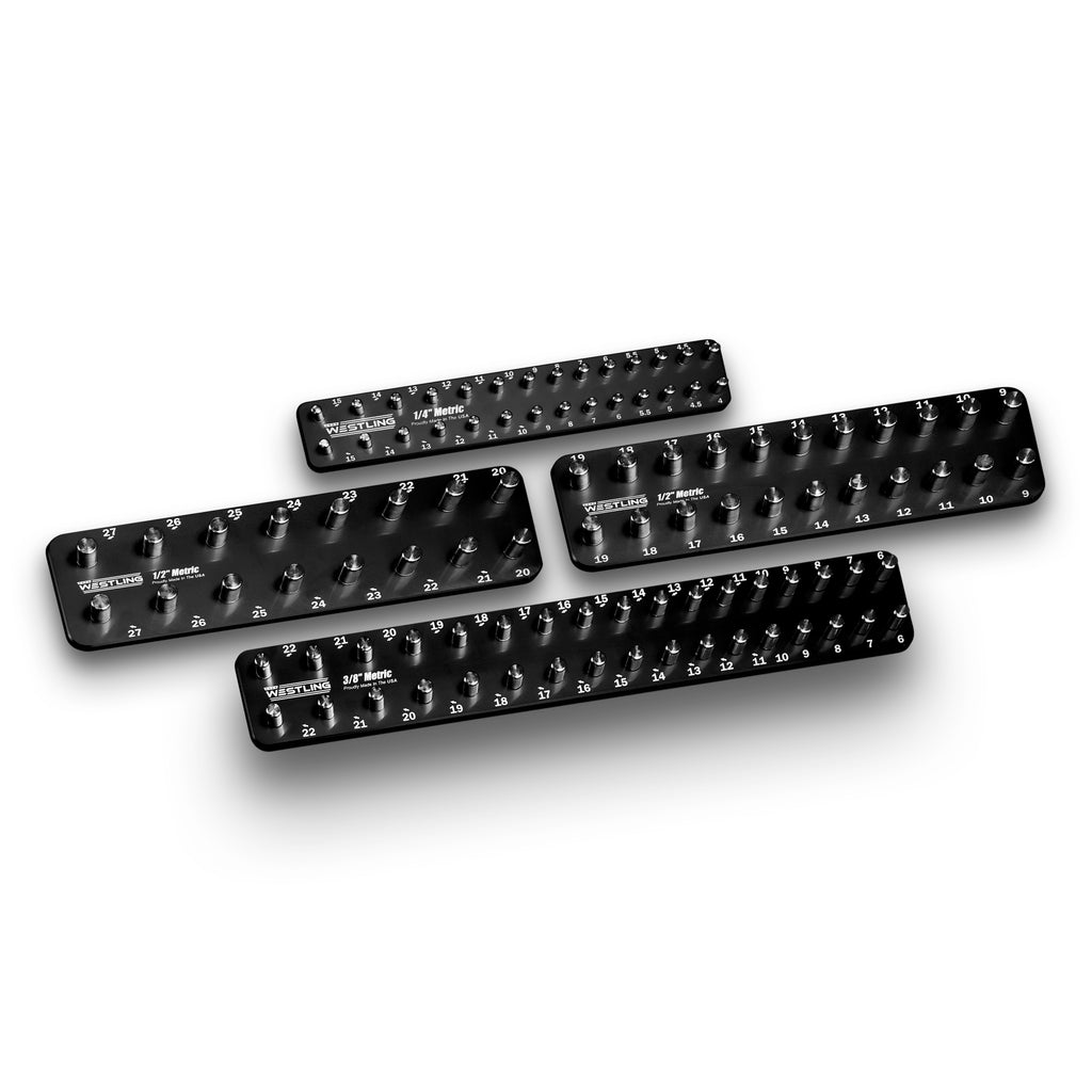 4pc Metric Socket Tray/Organizer Set-Socket Trays-Westling USA-Black-Engraved-Westling Machine