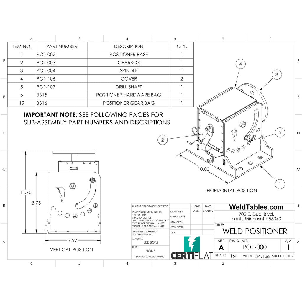 Welding Positioner - CertiFlat DIY Turning Positioner-Accessories-WeldTables.com-No Thanks-I'll Build Mine Myself-Westling Machine